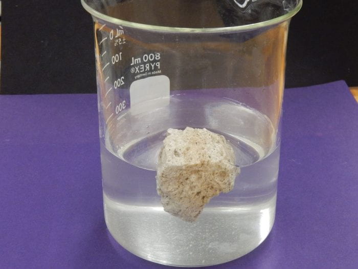 Pumice floating in water