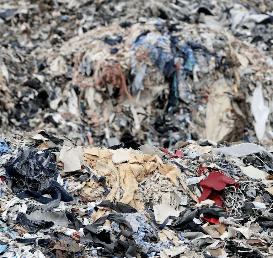 Pile of trash with "The world of fast fashion" 